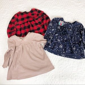 18M - 3 long sleeve dresses / tunics, all Carter’s